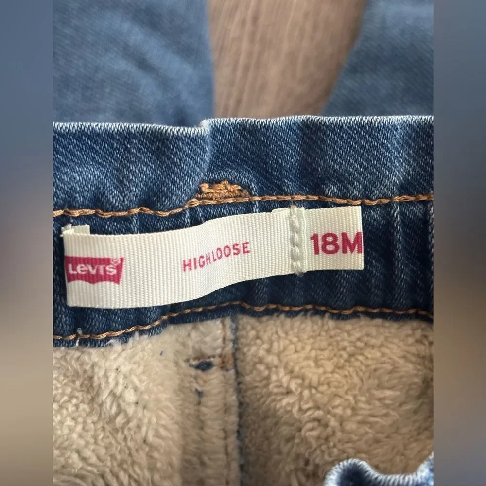 Levi's Blue Denim High-Rise Sherpa lining Kids Jeans